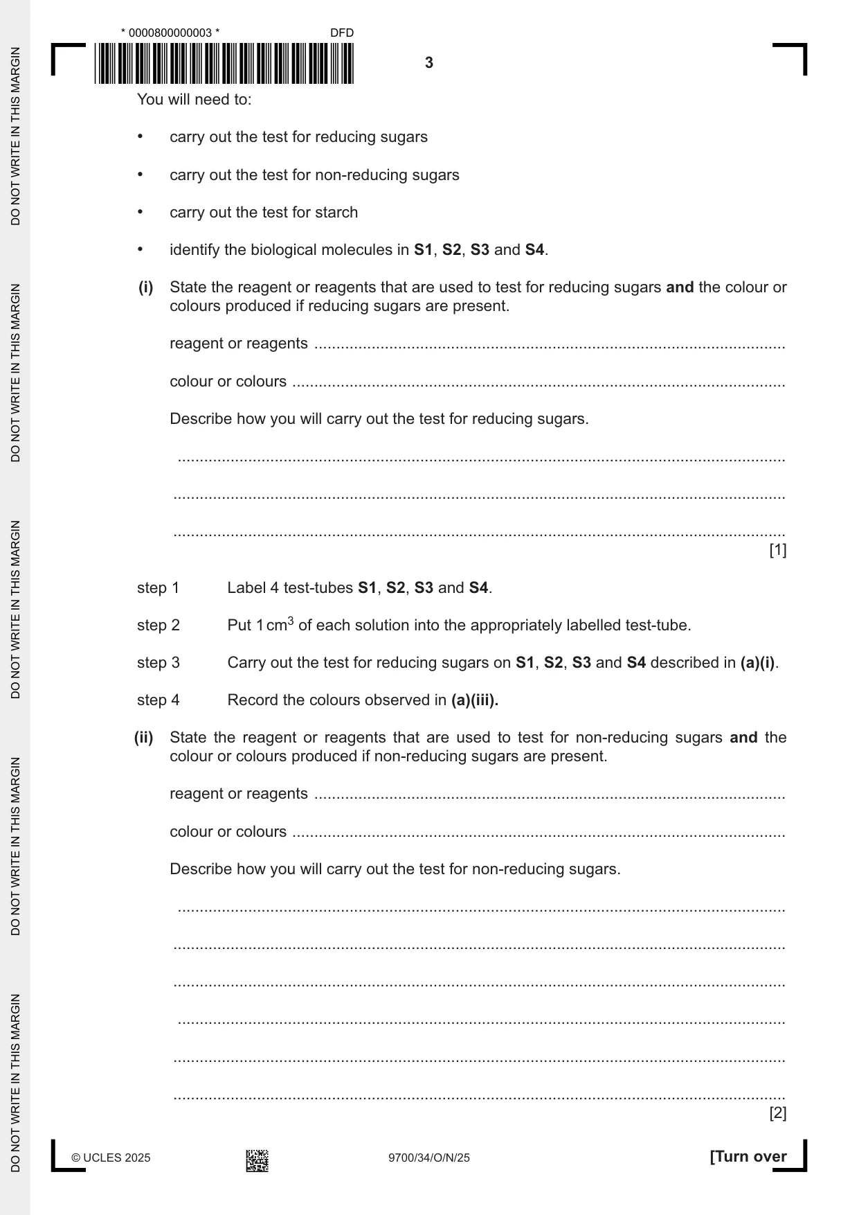 Cambridge A Level Biology 9700 2025 Oct/Nov Paper 3 · Variant 4 question paper, page 3 of 16