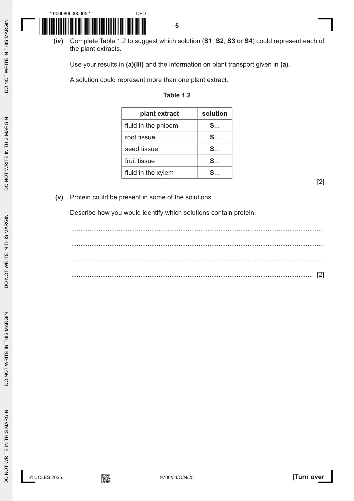 Cambridge A Level Biology 9700 2025 Oct/Nov Paper 3 · Variant 4 question paper, page 5 of 16
