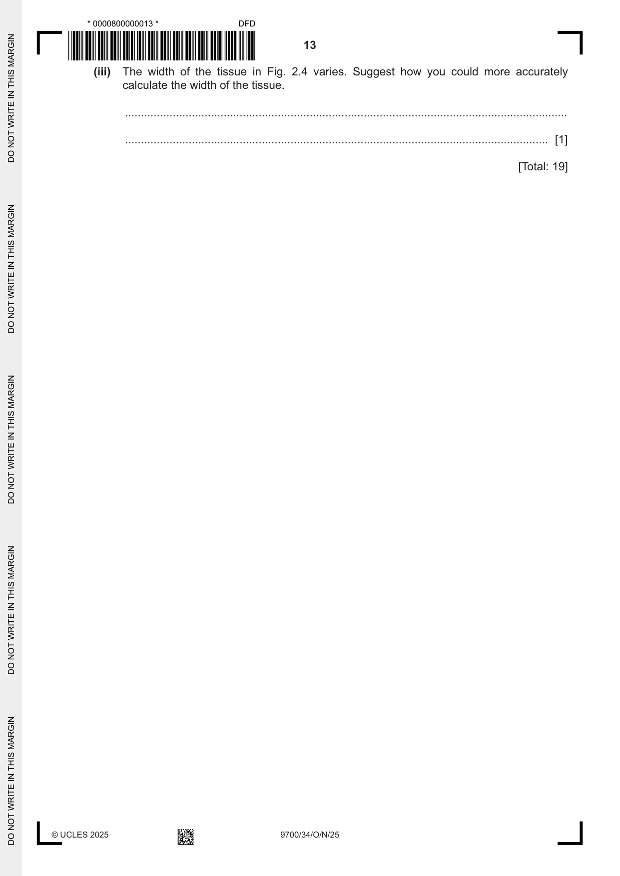 Cambridge A Level Biology 9700 2025 Oct/Nov Paper 3 · Variant 4 question paper, page 13 of 16