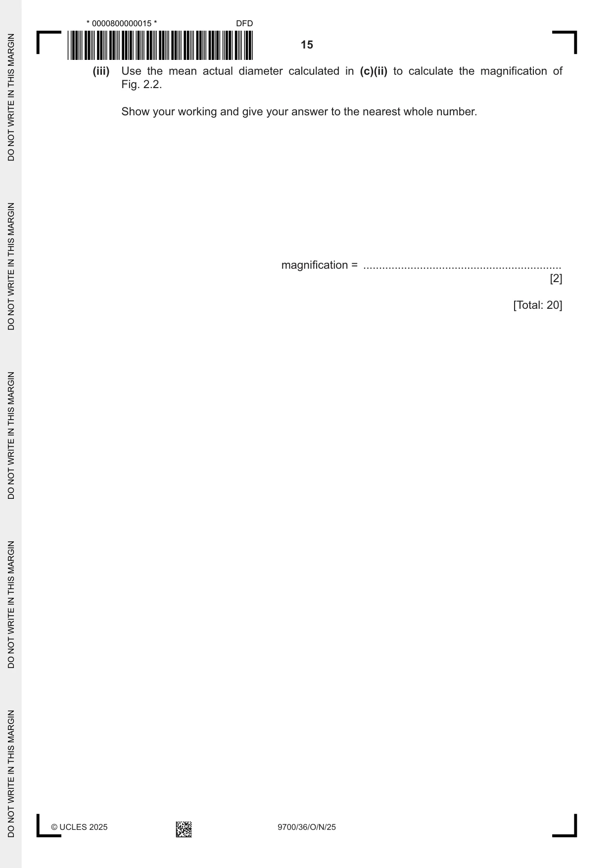 Cambridge A Level Biology 9700 2025 Oct/Nov Paper 3 · Variant 6 question paper, page 15 of 16