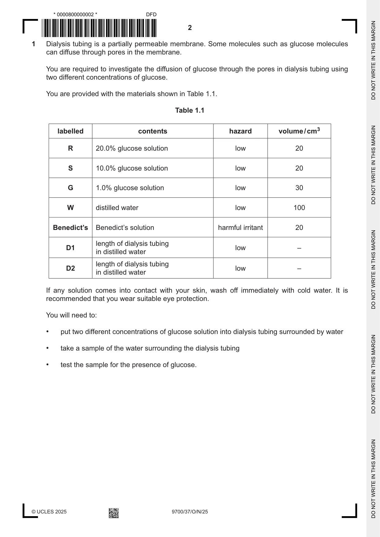 Cambridge A Level Biology 9700 2025 Oct/Nov Paper 3 · Variant 7 question paper, page 2 of 20