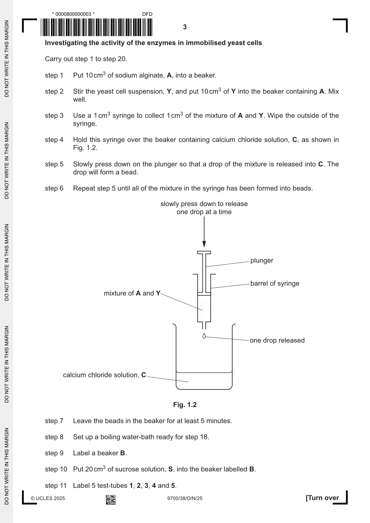 Cambridge A Level Biology 9700 2025 Oct/Nov Paper 3 · Variant 8 question paper, page 3 of 16