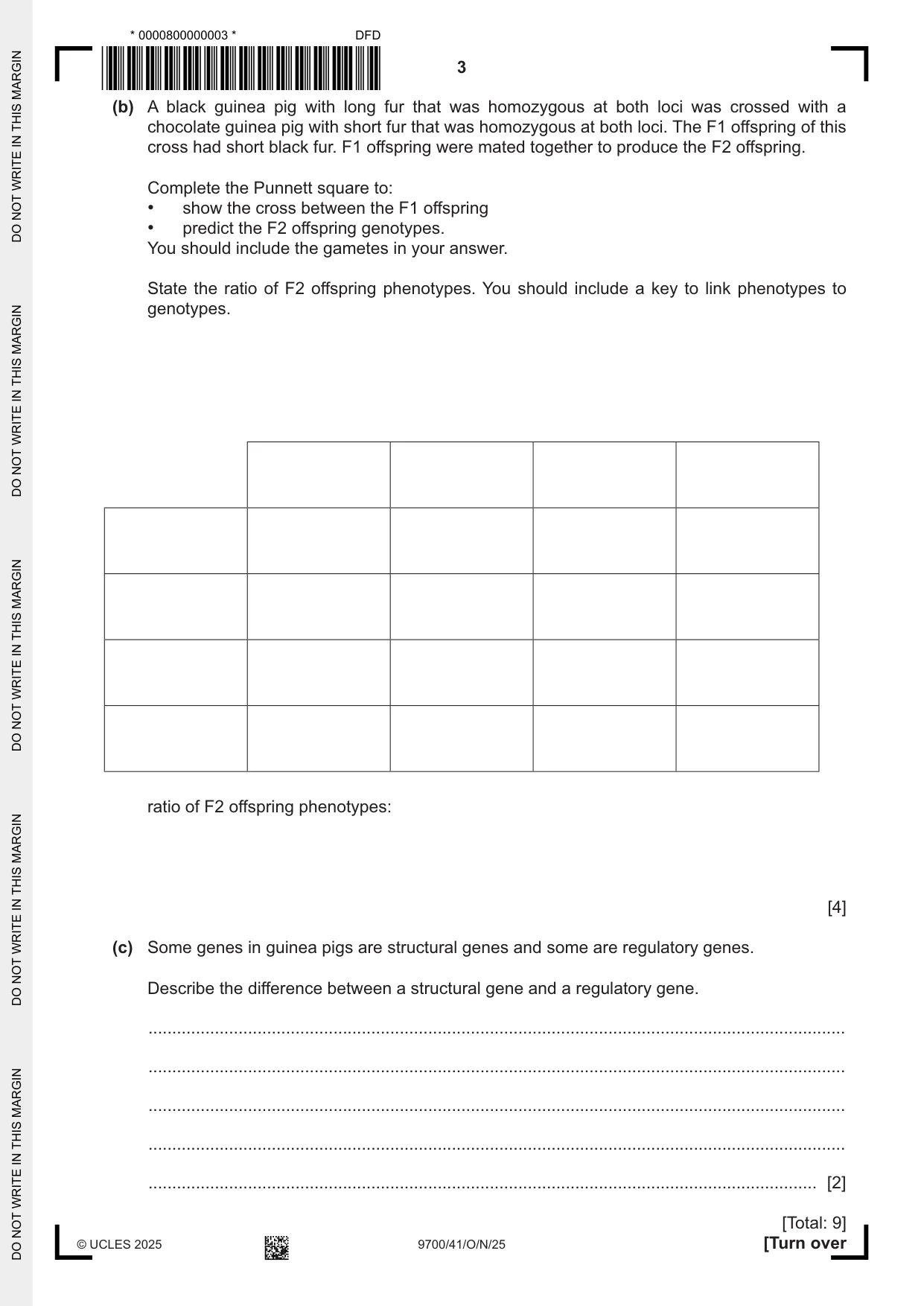 Cambridge A Level Biology 9700 2025 Oct/Nov Paper 4 · Variant 1 question paper, page 3 of 20