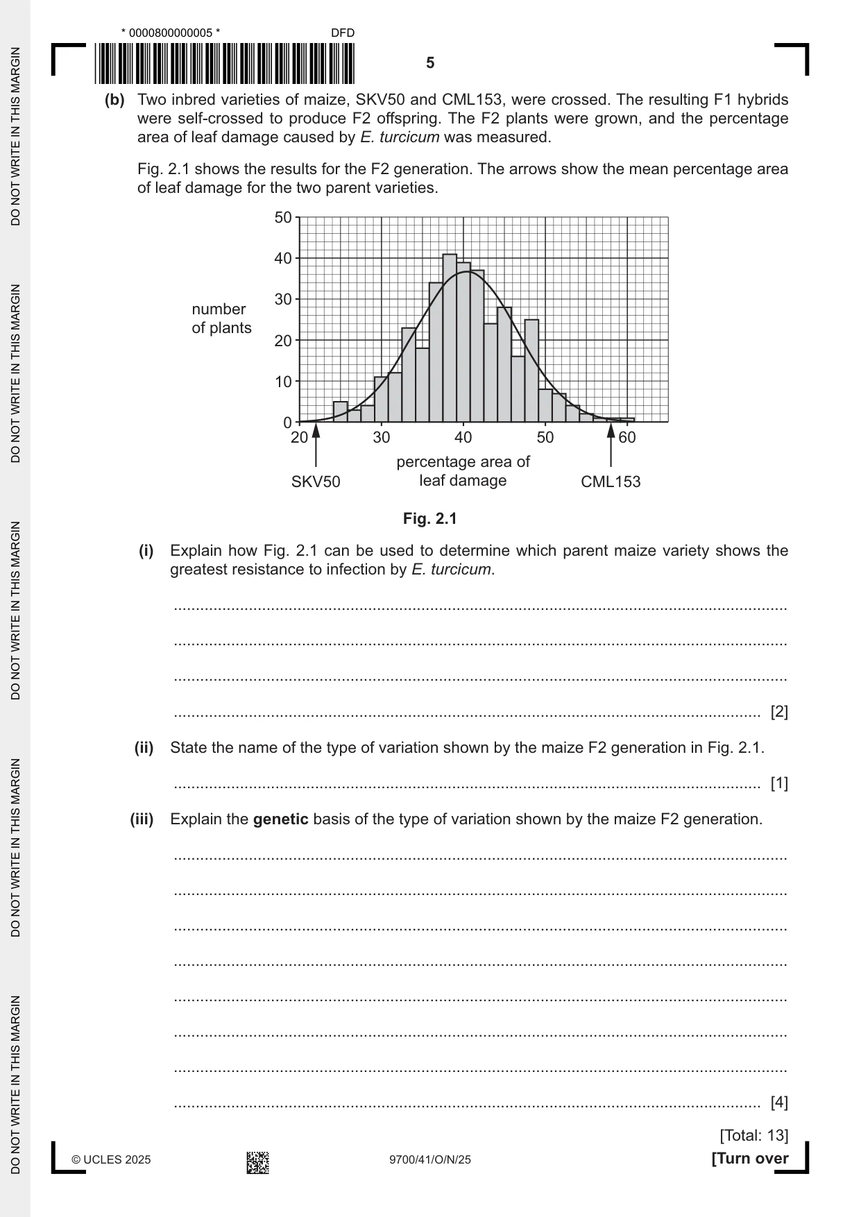 Cambridge A Level Biology 9700 2025 Oct/Nov Paper 4 · Variant 1 question paper, page 5 of 20