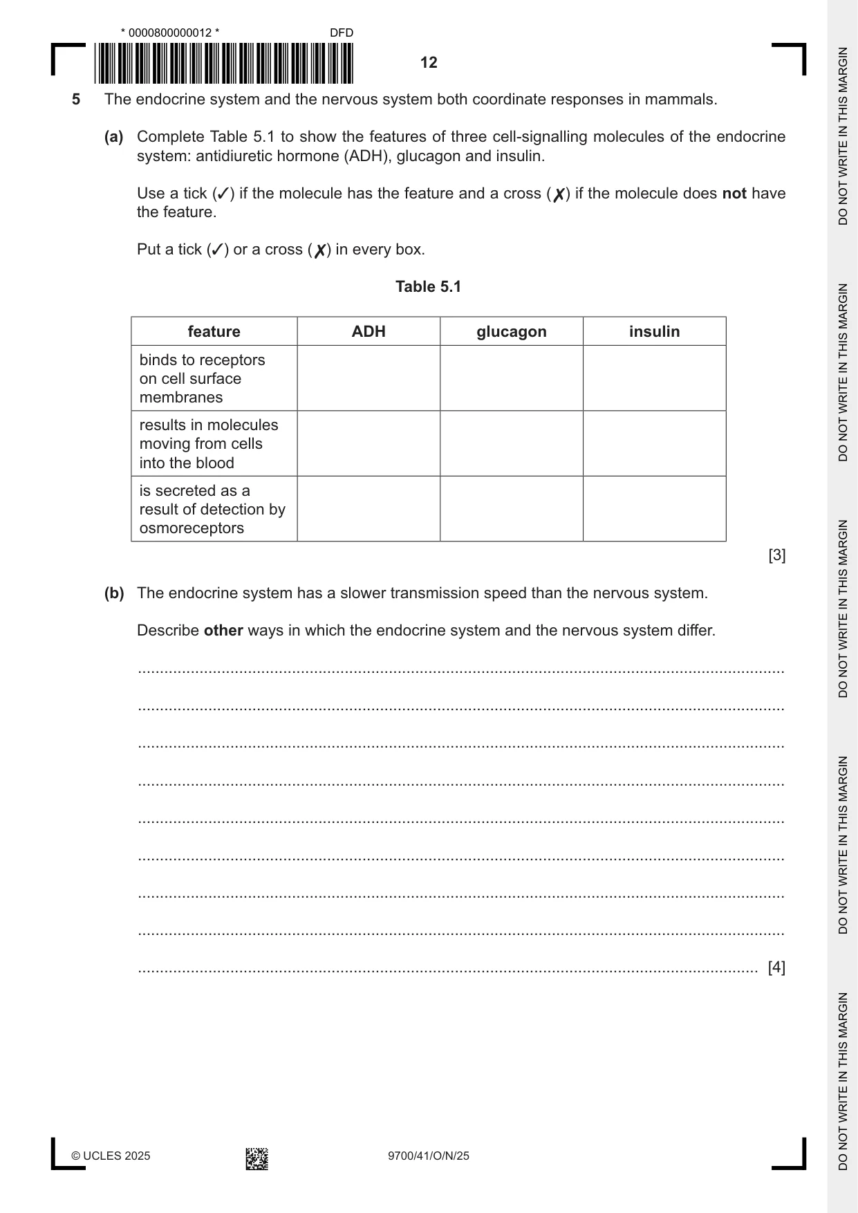 Cambridge A Level Biology 9700 2025 Oct/Nov Paper 4 · Variant 1 question paper, page 12 of 20