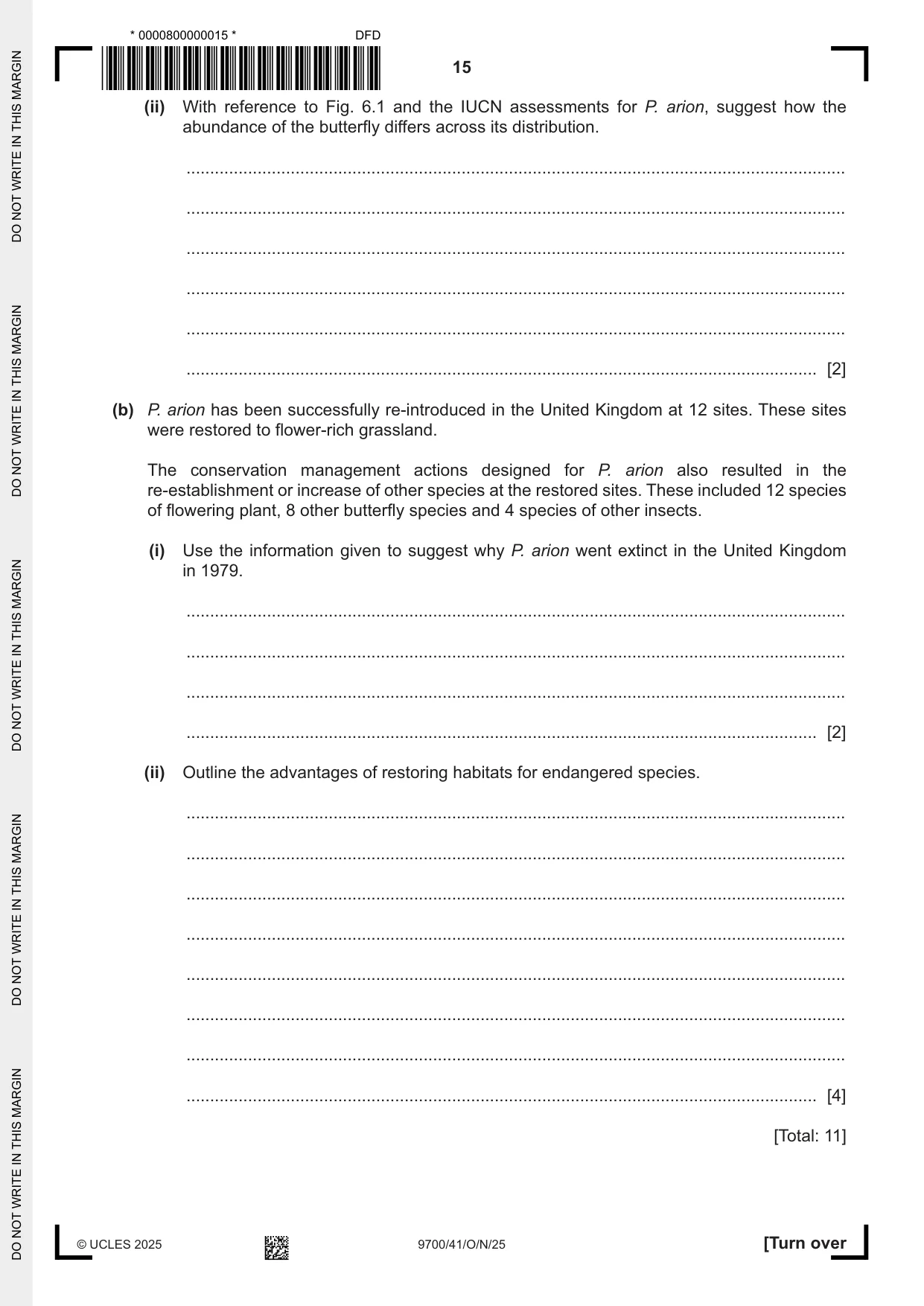 Cambridge A Level Biology 9700 2025 Oct/Nov Paper 4 · Variant 1 question paper, page 15 of 20