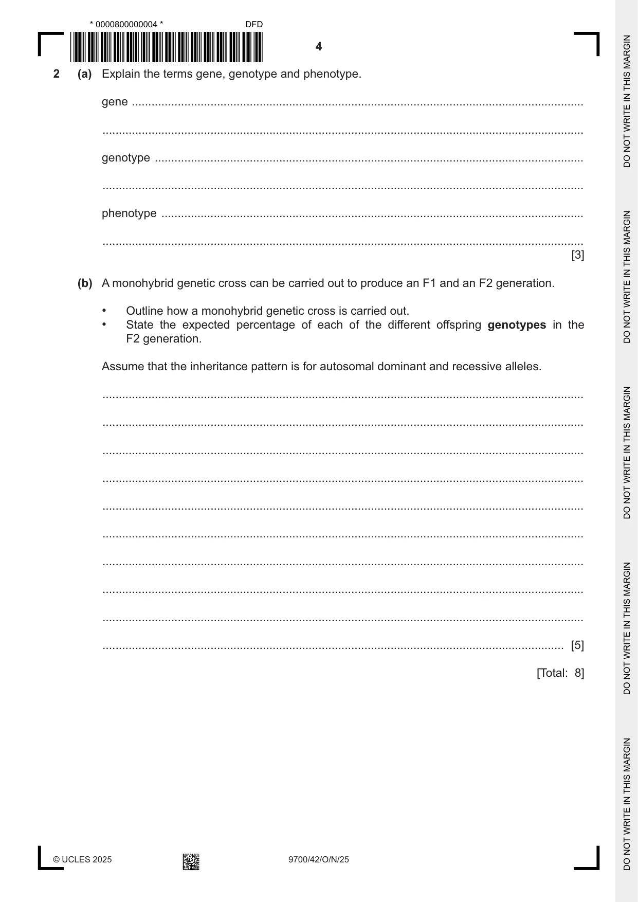 Cambridge A Level Biology 9700 2025 Oct/Nov Paper 4 · Variant 2 question paper, page 4 of 28
