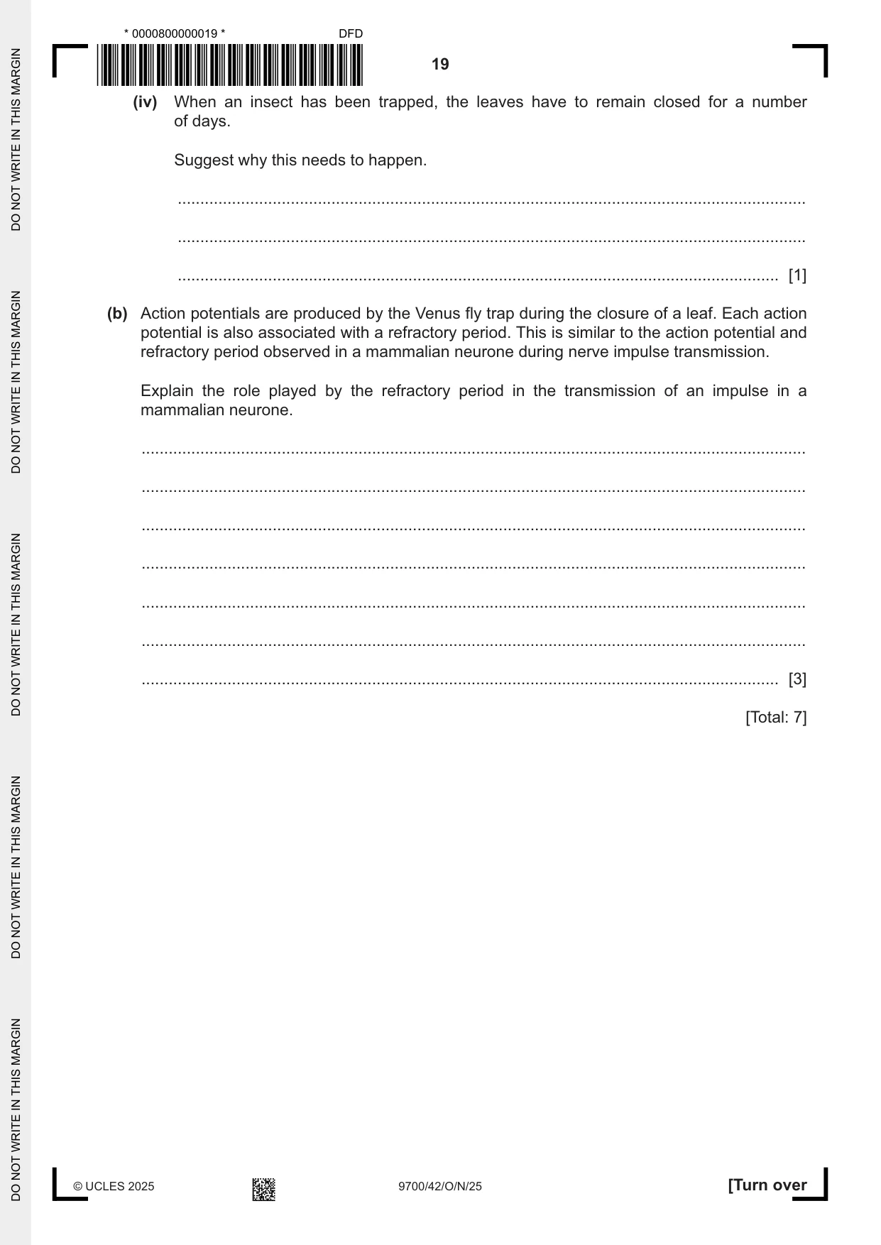 Cambridge A Level Biology 9700 2025 Oct/Nov Paper 4 · Variant 2 question paper, page 19 of 28