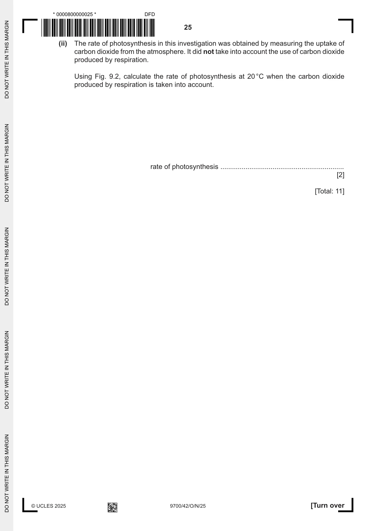 Cambridge A Level Biology 9700 2025 Oct/Nov Paper 4 · Variant 2 question paper, page 25 of 28