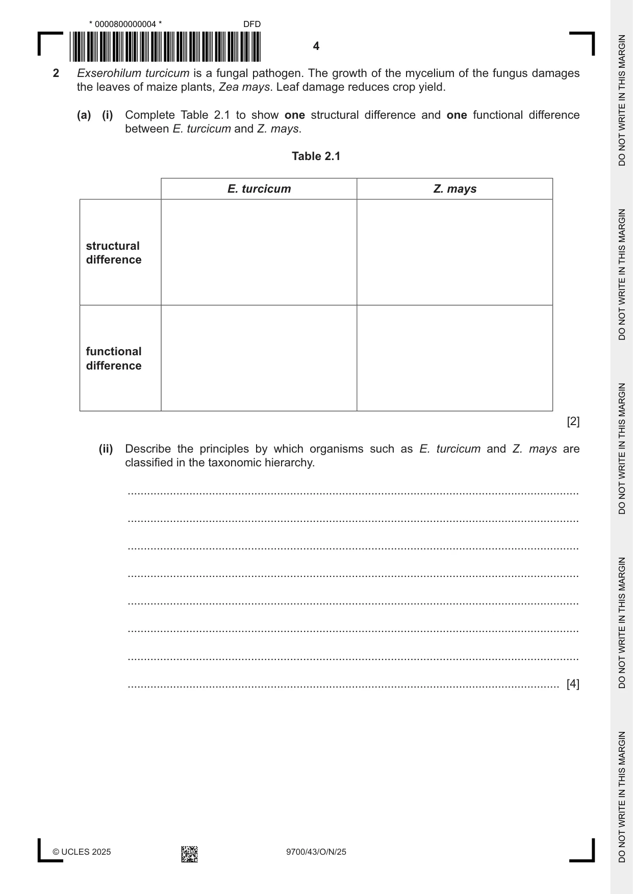 Cambridge A Level Biology 9700 2025 Oct/Nov Paper 4 · Variant 3 question paper, page 4 of 20