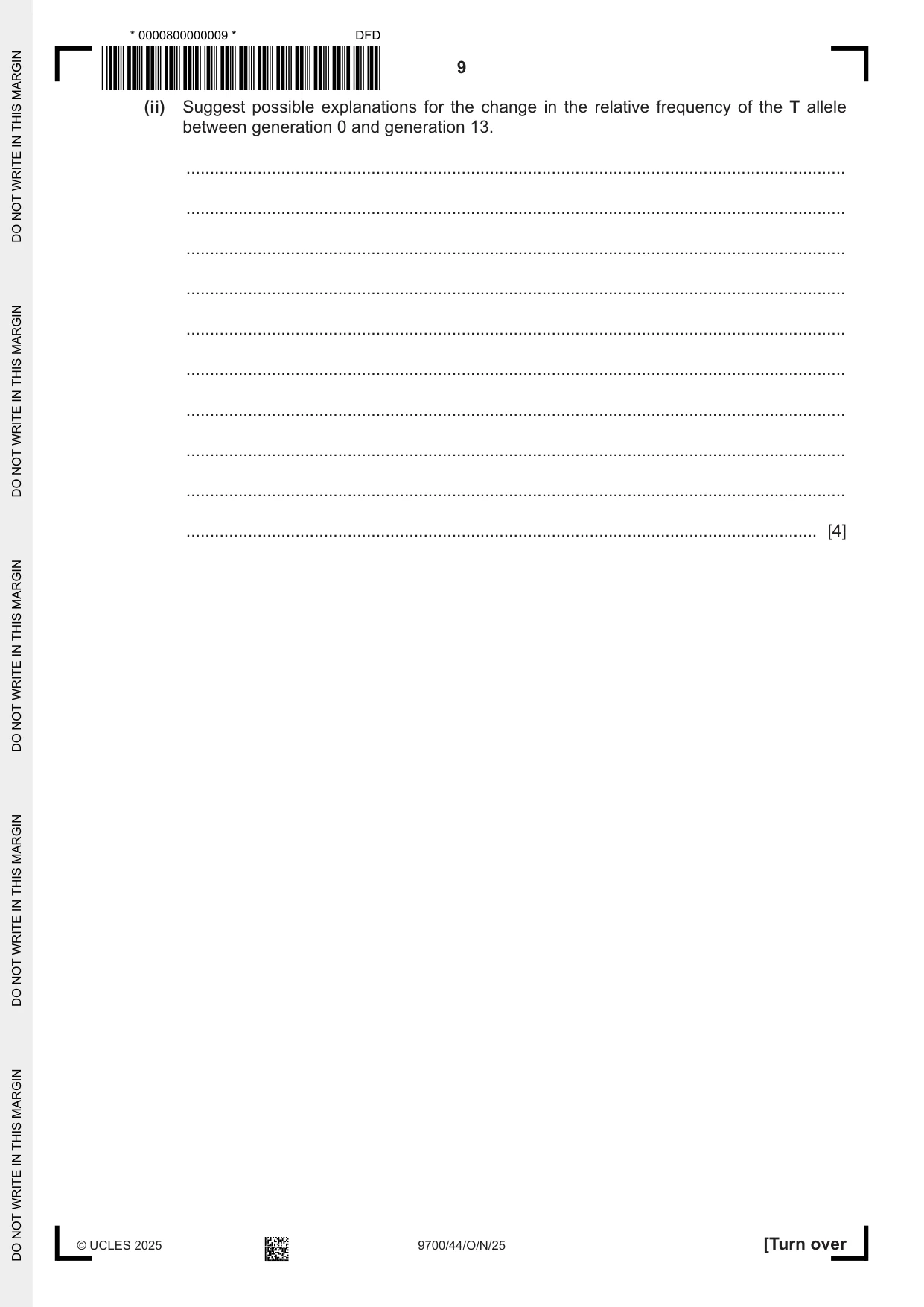 Cambridge A Level Biology 9700 2025 Oct/Nov Paper 4 · Variant 4 question paper, page 9 of 28