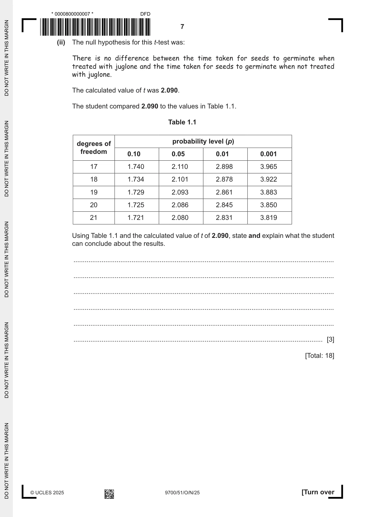 Cambridge A Level Biology 9700 2025 Oct/Nov Paper 5 · Variant 1 question paper, page 7 of 12