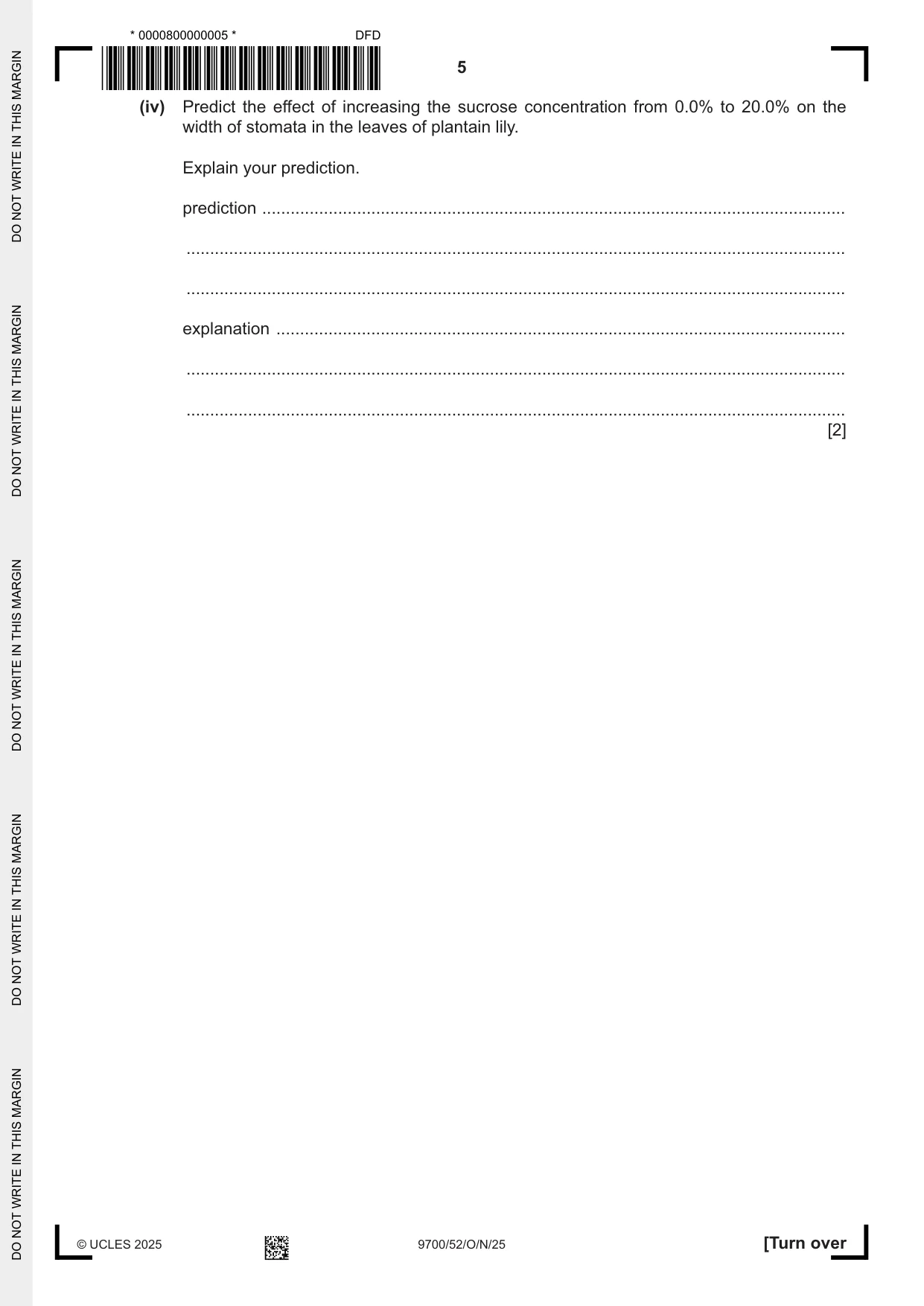 Cambridge A Level Biology 9700 2025 Oct/Nov Paper 5 · Variant 2 question paper, page 5 of 12