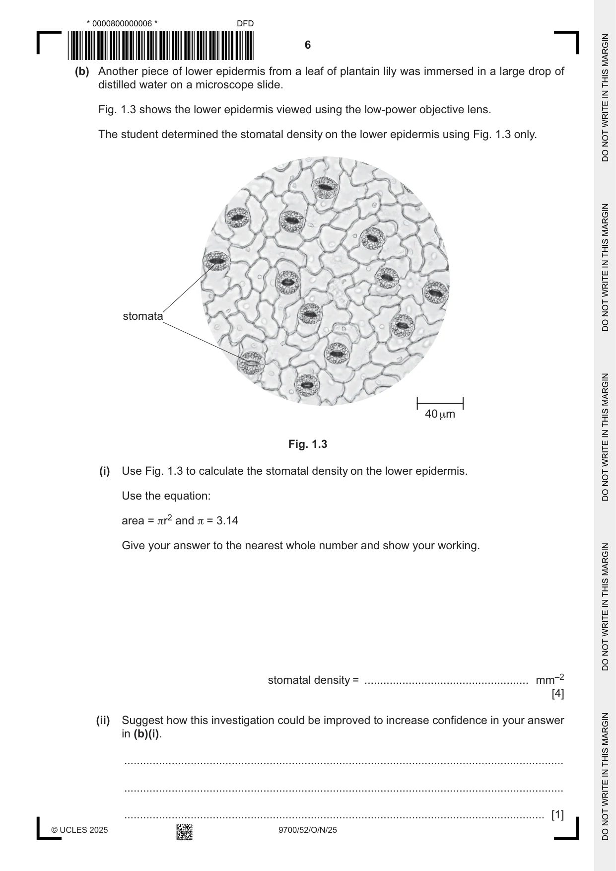 Cambridge A Level Biology 9700 2025 Oct/Nov Paper 5 · Variant 2 question paper, page 6 of 12