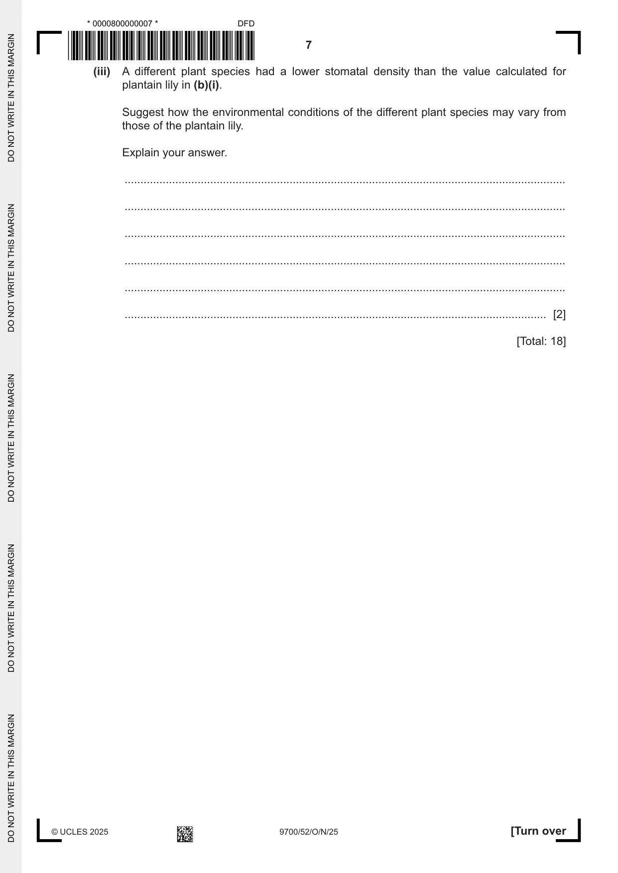 Cambridge A Level Biology 9700 2025 Oct/Nov Paper 5 · Variant 2 question paper, page 7 of 12