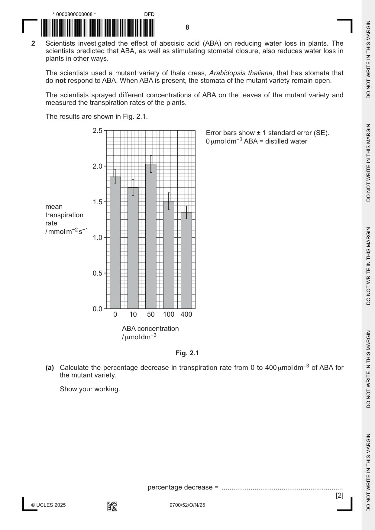 Cambridge A Level Biology 9700 2025 Oct/Nov Paper 5 · Variant 2 question paper, page 8 of 12