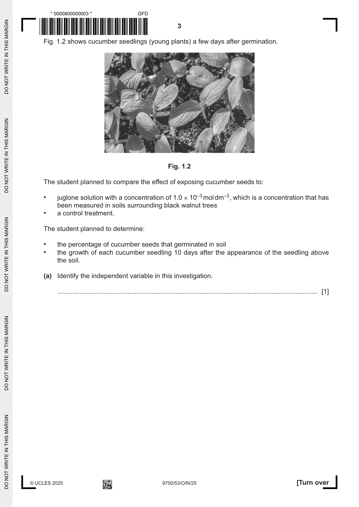 Cambridge A Level Biology 9700 2025 Oct/Nov Paper 5 · Variant 3 question paper, page 3 of 12