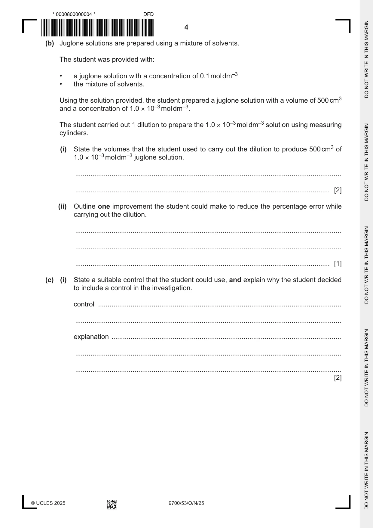 Cambridge A Level Biology 9700 2025 Oct/Nov Paper 5 · Variant 3 question paper, page 4 of 12