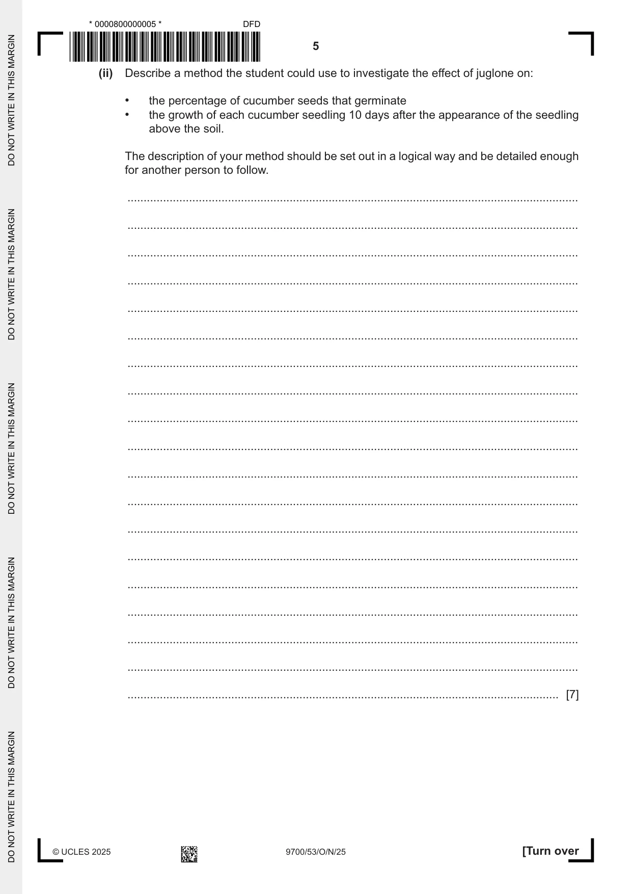 Cambridge A Level Biology 9700 2025 Oct/Nov Paper 5 · Variant 3 question paper, page 5 of 12