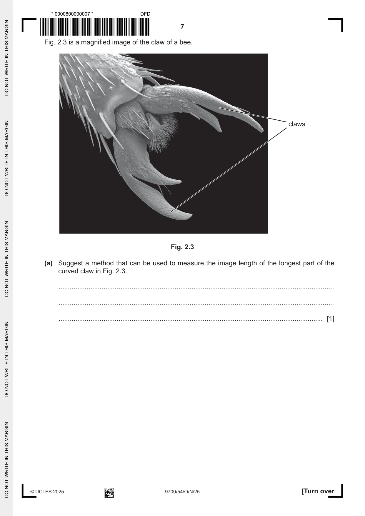 Cambridge A Level Biology 9700 2025 Oct/Nov Paper 5 · Variant 4 question paper, page 7 of 16