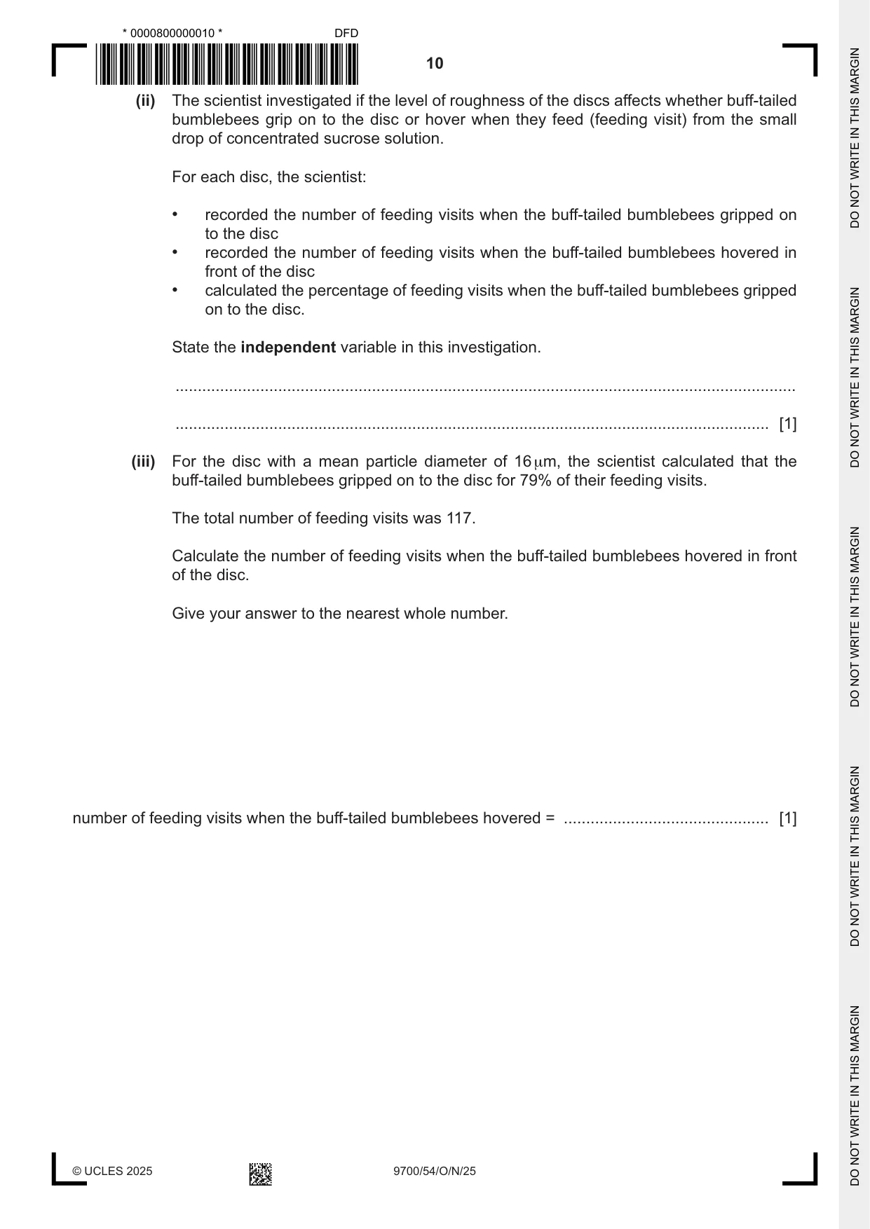 Cambridge A Level Biology 9700 2025 Oct/Nov Paper 5 · Variant 4 question paper, page 10 of 16