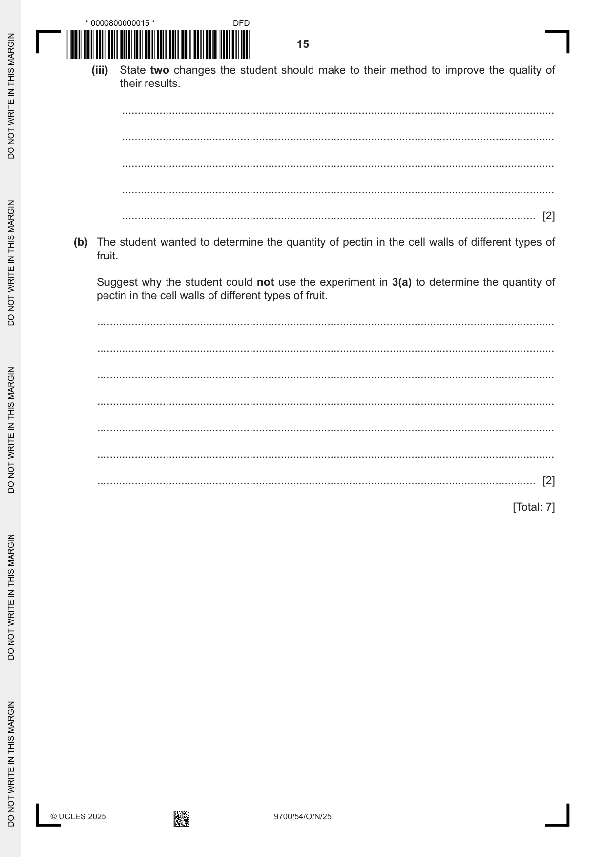 Cambridge A Level Biology 9700 2025 Oct/Nov Paper 5 · Variant 4 question paper, page 15 of 16