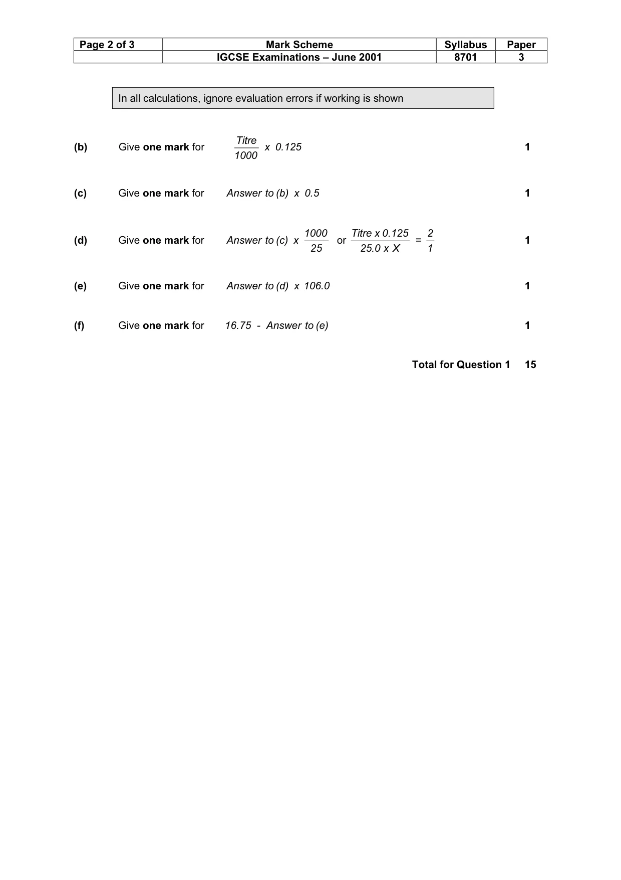 Mark scheme, page 3 of 4
