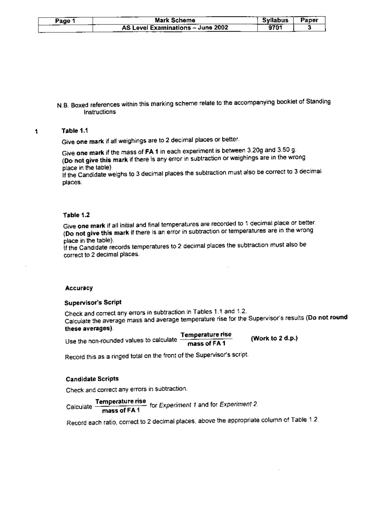 Mark scheme, page 2 of 5
