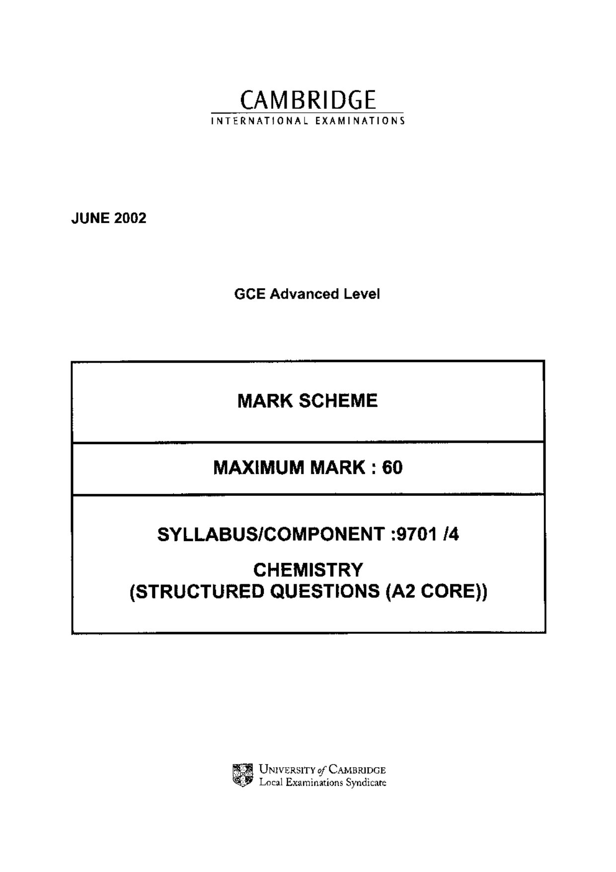 Mark scheme, page 1 of 7