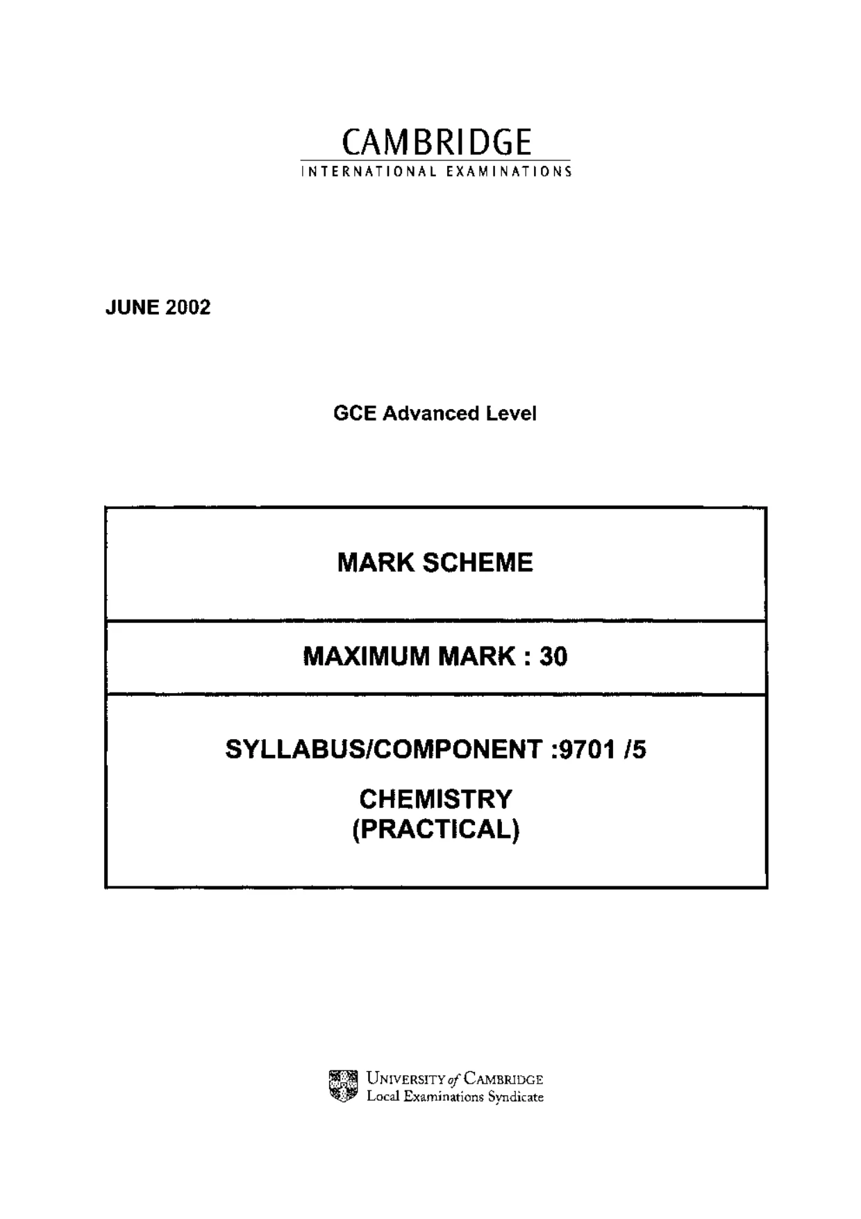 Mark scheme, page 1 of 5