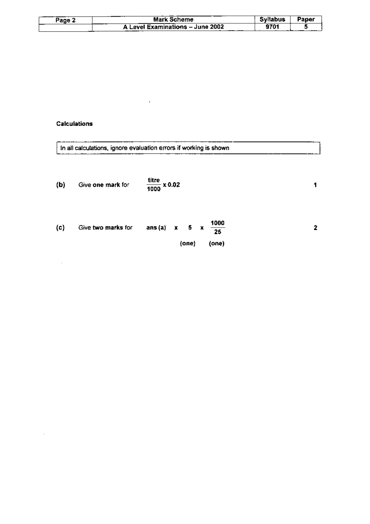 Mark scheme, page 3 of 5