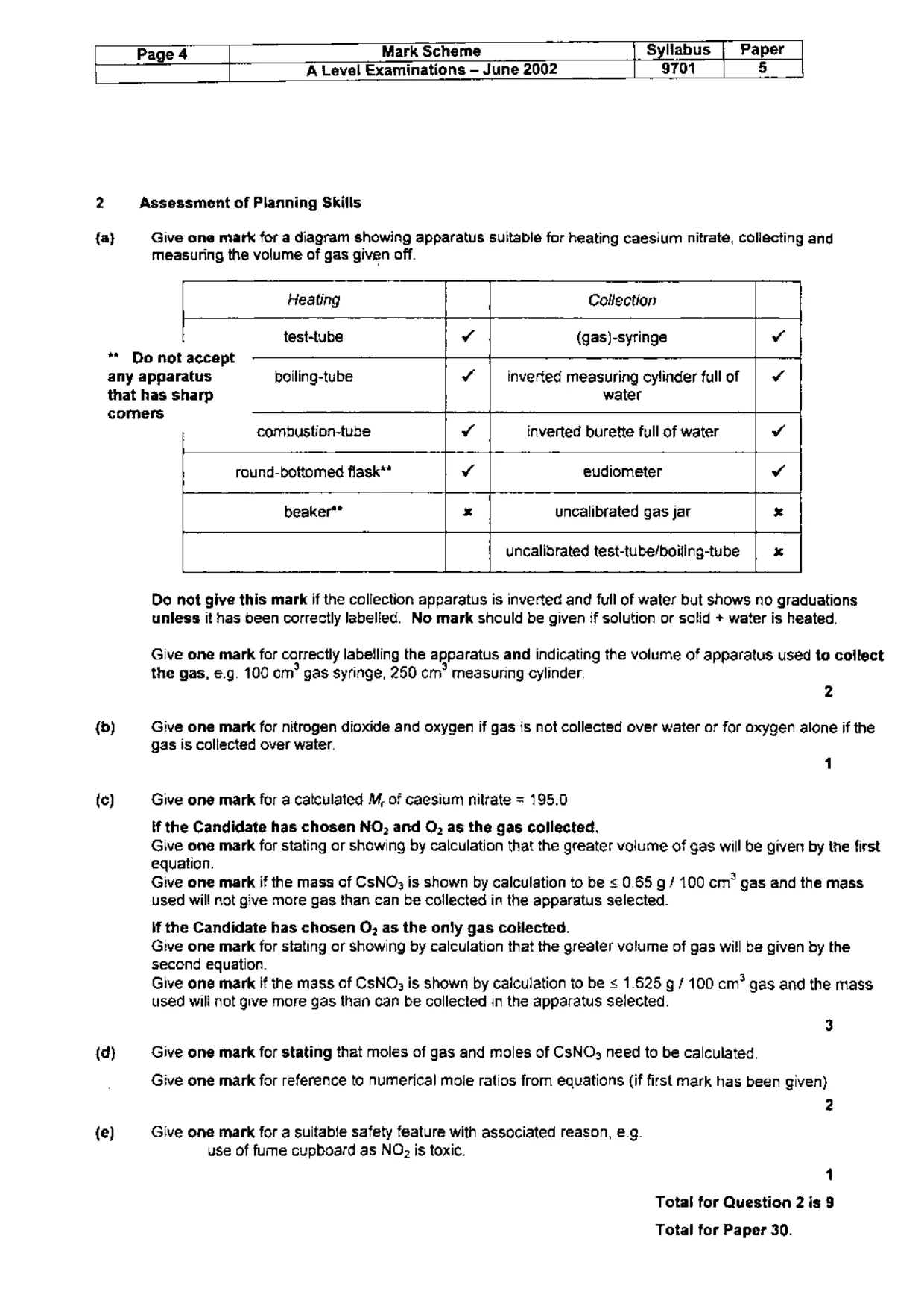 Mark scheme, page 5 of 5