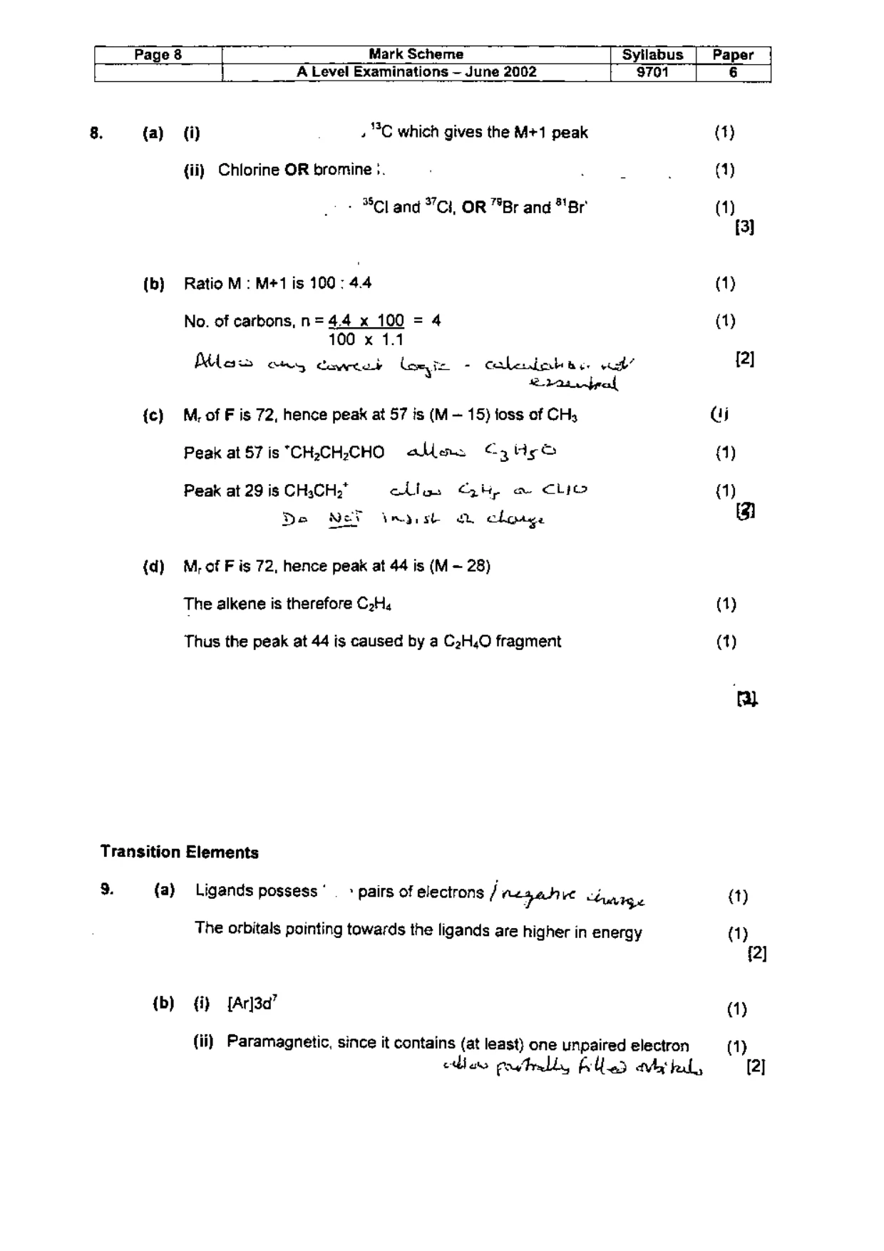 Mark scheme, page 9 of 10