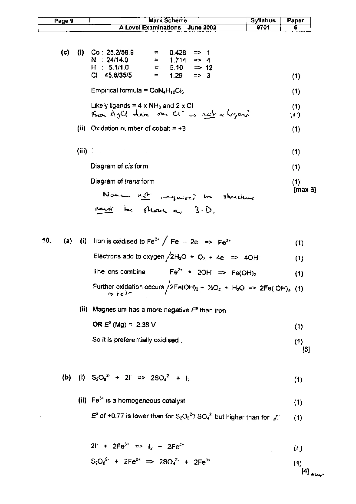 Mark scheme, page 10 of 10