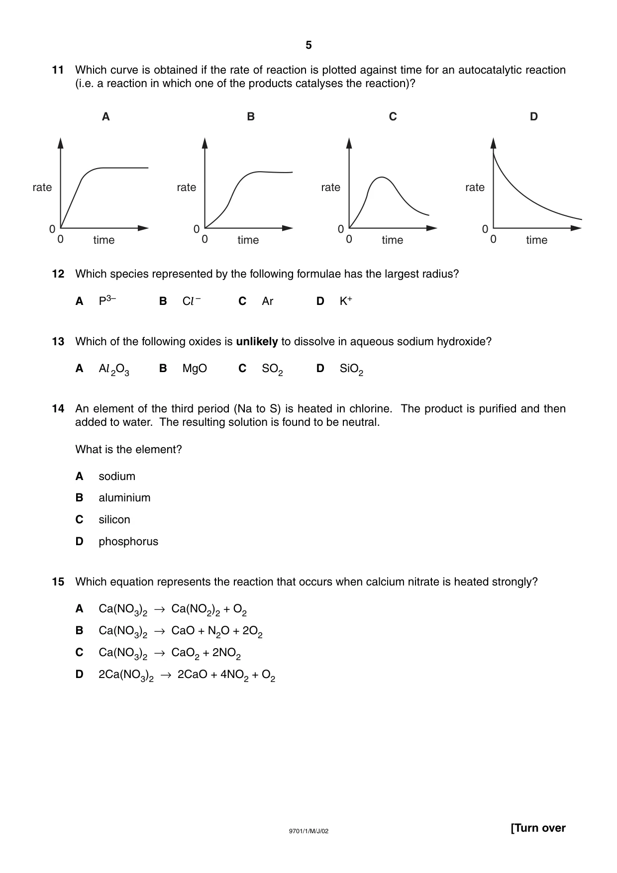 Cambridge A Level Chemistry 9701 2002 May/June Paper 1 · Variant 1 question paper, page 5 of 16