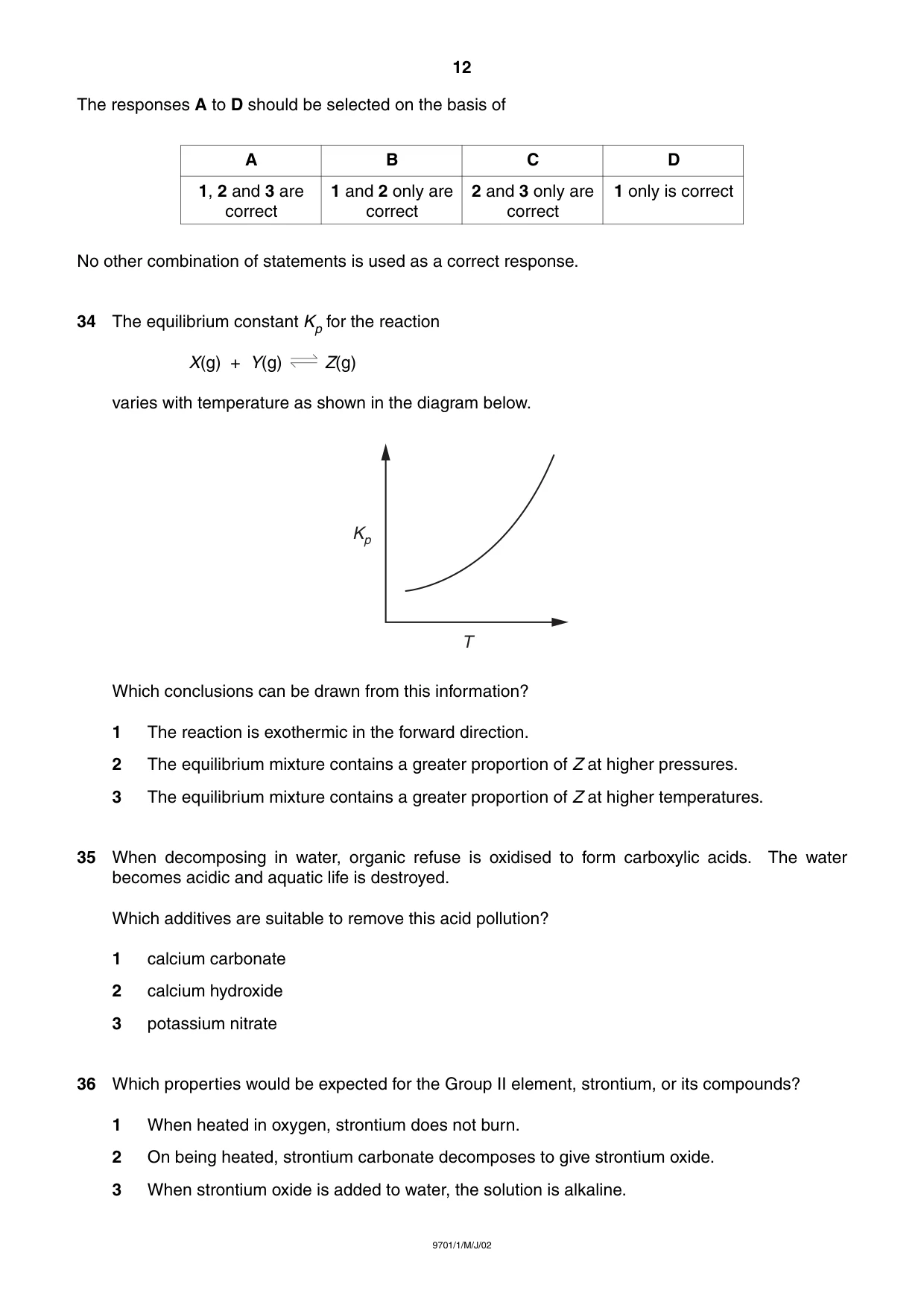 Cambridge A Level Chemistry 9701 2002 May/June Paper 1 · Variant 1 question paper, page 12 of 16