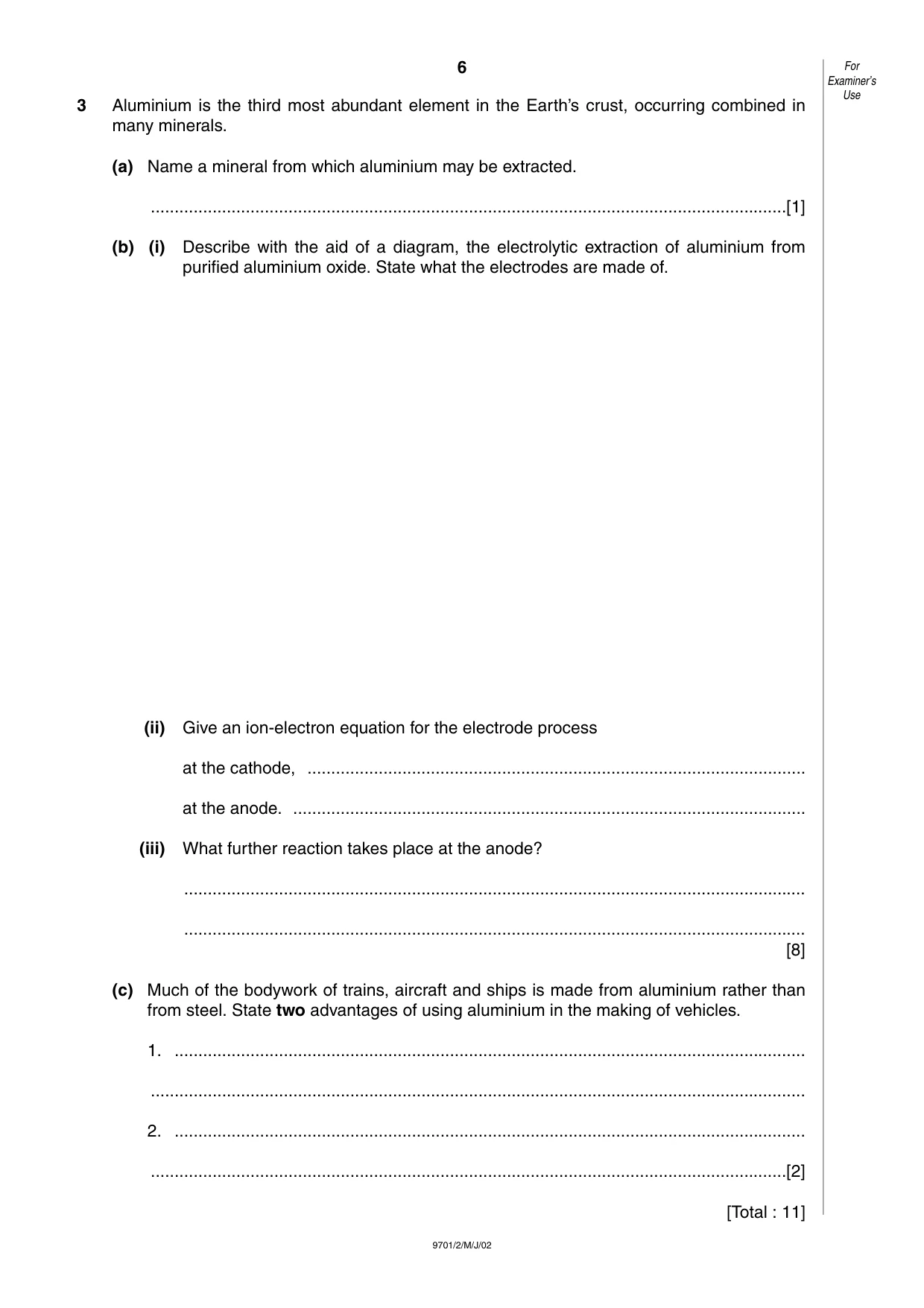 Cambridge A Level Chemistry 9701 2002 May/June Paper 2 · Variant 1 question paper, page 6 of 12
