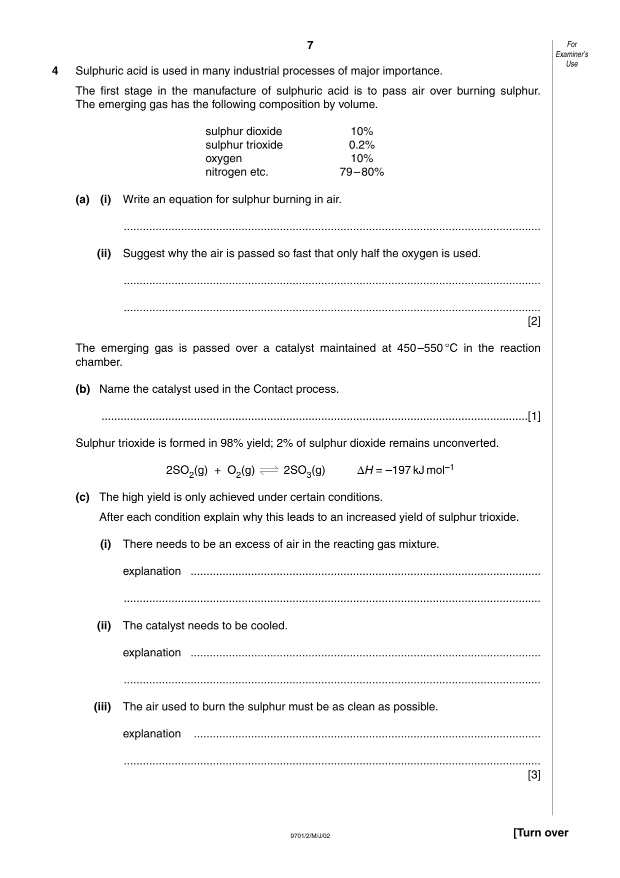 Cambridge A Level Chemistry 9701 2002 May/June Paper 2 · Variant 1 question paper, page 7 of 12