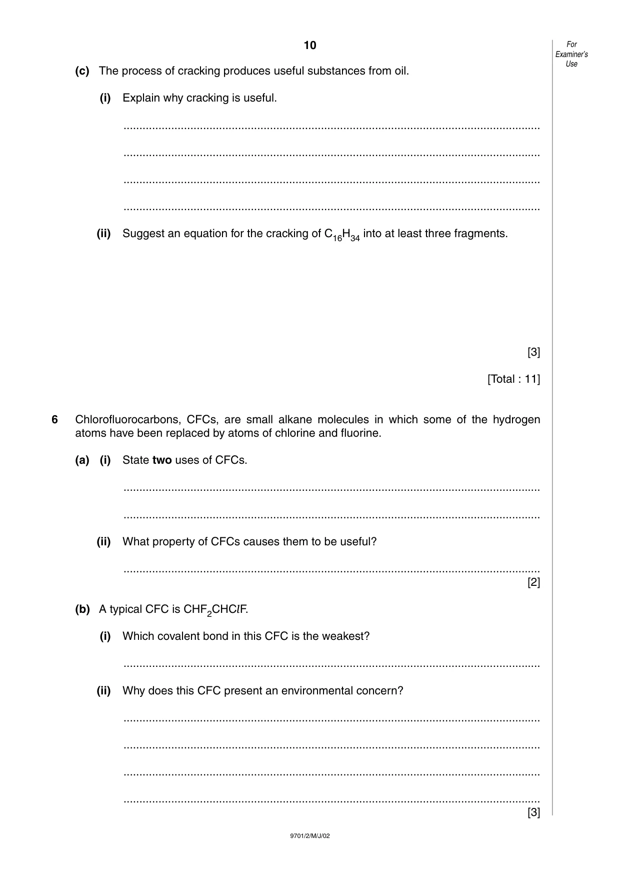 Cambridge A Level Chemistry 9701 2002 May/June Paper 2 · Variant 1 question paper, page 10 of 12