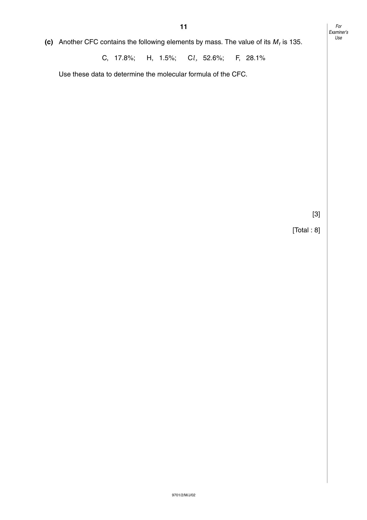 Cambridge A Level Chemistry 9701 2002 May/June Paper 2 · Variant 1 question paper, page 11 of 12