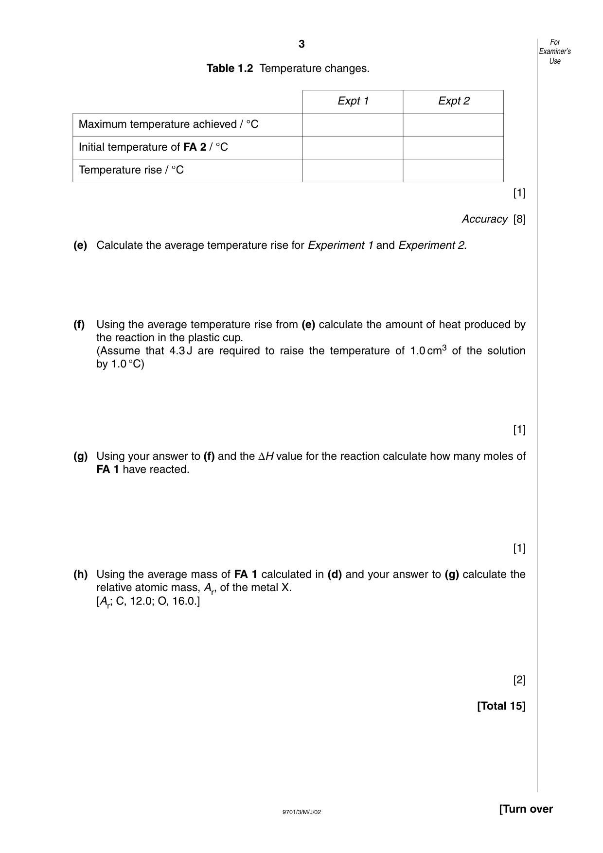 Cambridge A Level Chemistry 9701 2002 May/June Paper 3 · Variant 1 question paper, page 3 of 8