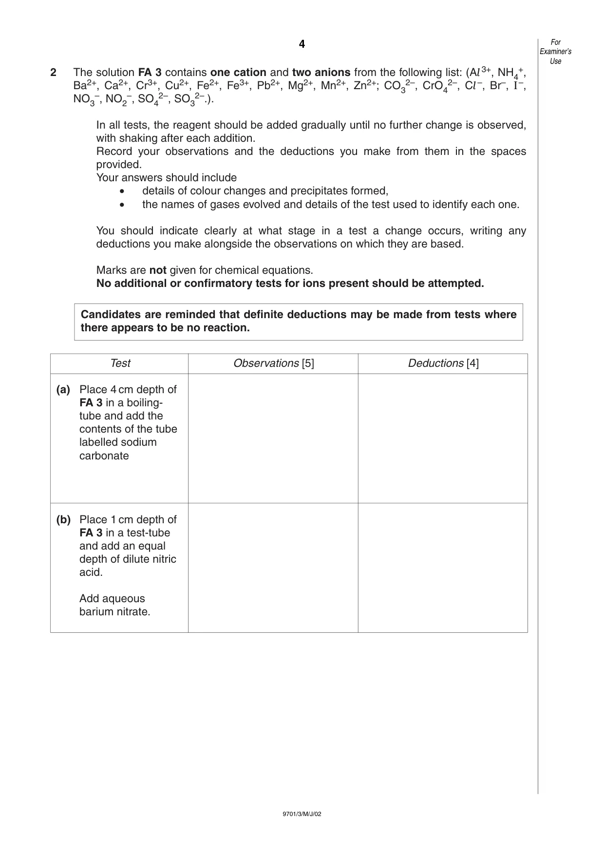 Cambridge A Level Chemistry 9701 2002 May/June Paper 3 · Variant 1 question paper, page 4 of 8