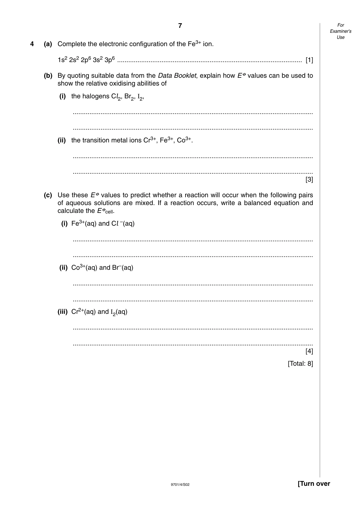 Cambridge A Level Chemistry 9701 2002 May/June Paper 4 · Variant 1 question paper, page 7 of 12