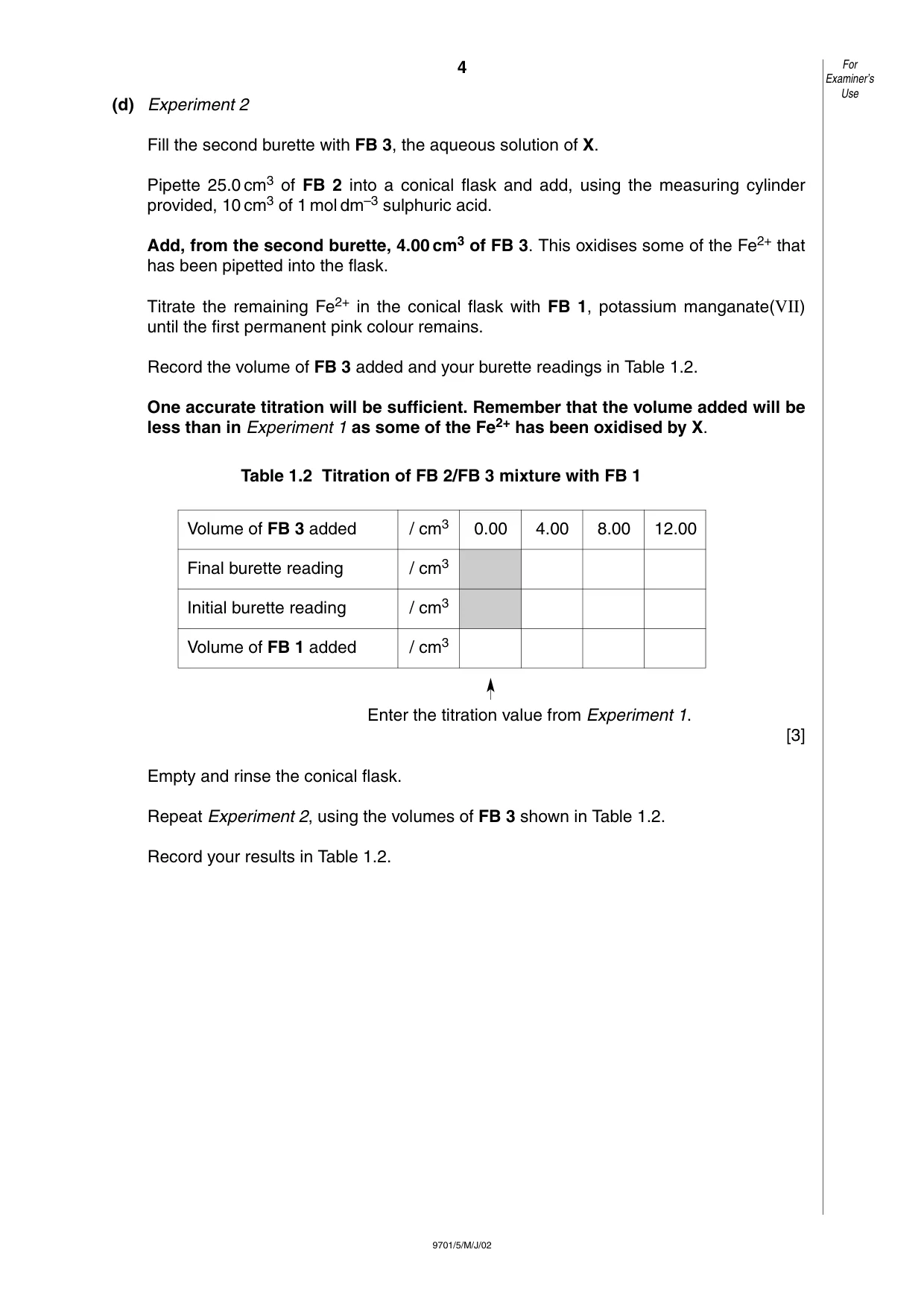 Cambridge A Level Chemistry 9701 2002 May/June Paper 5 · Variant 1 question paper, page 4 of 8