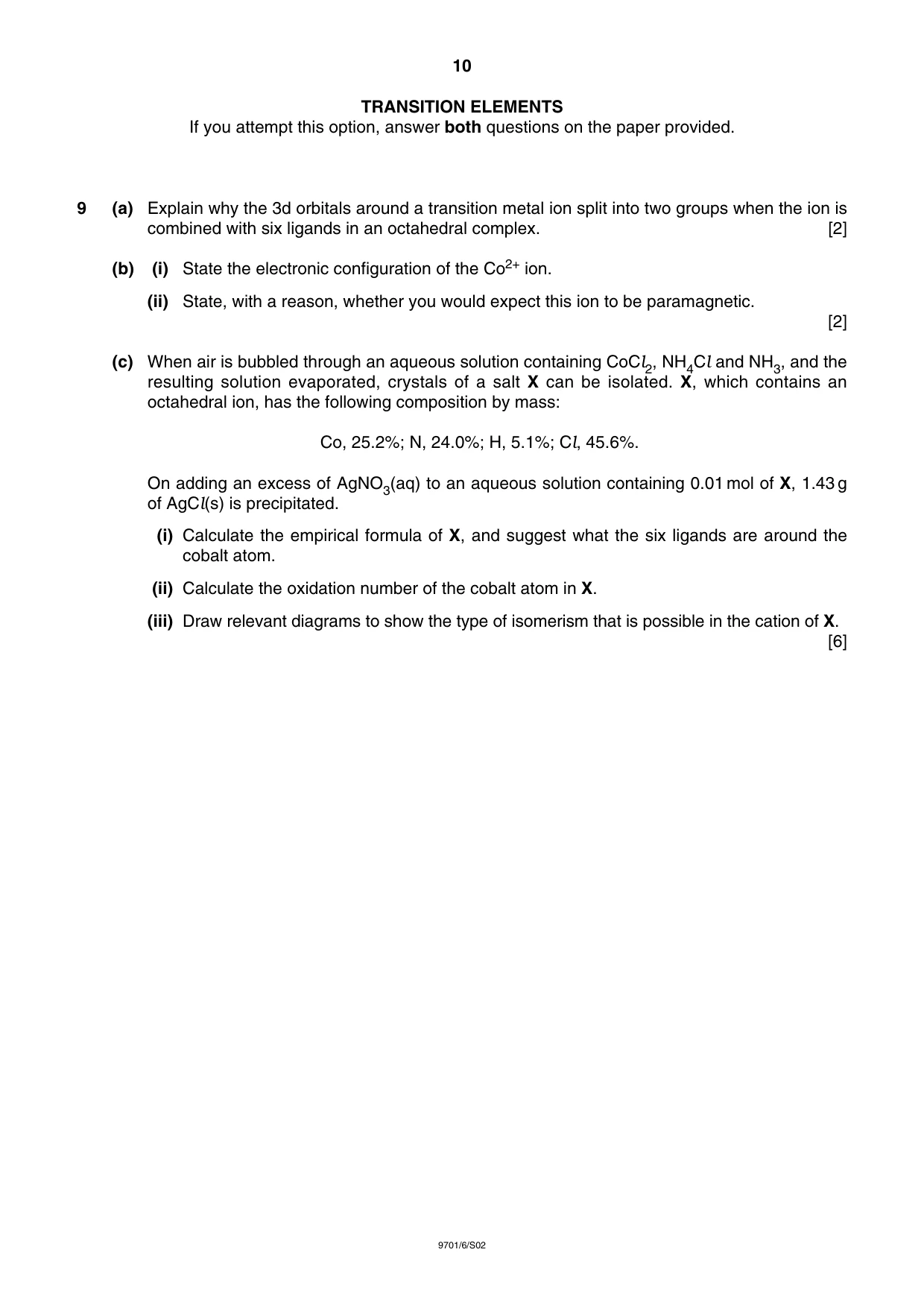 Cambridge A Level Chemistry 9701 2002 May/June Paper 6 · Variant 1 question paper, page 10 of 12