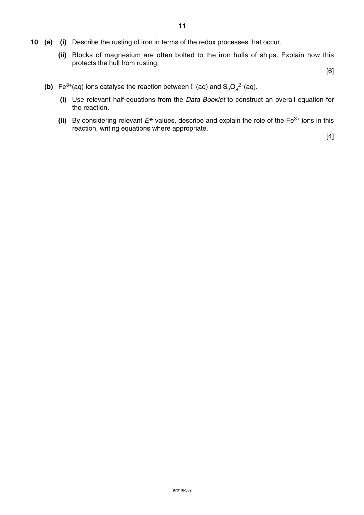 Cambridge A Level Chemistry 9701 2002 May/June Paper 6 · Variant 1 question paper, page 11 of 12