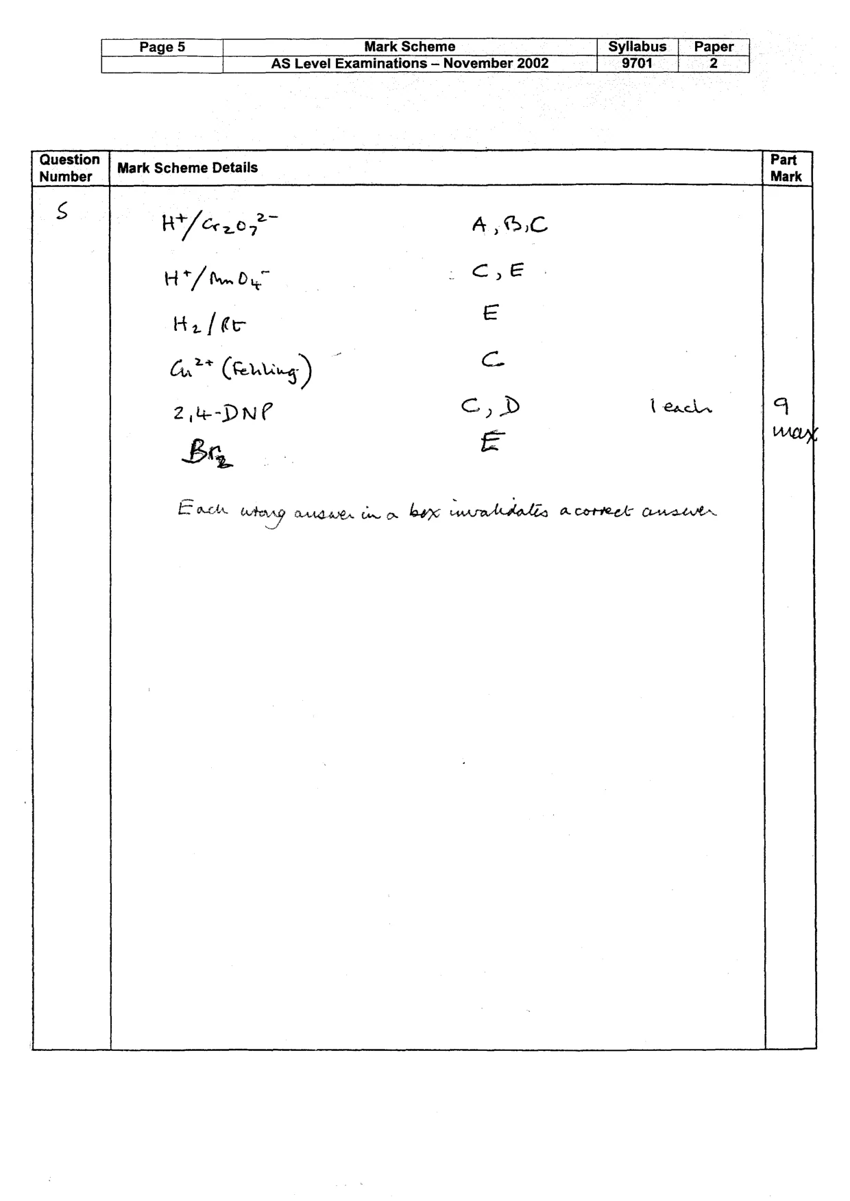 Mark scheme, page 6 of 7
