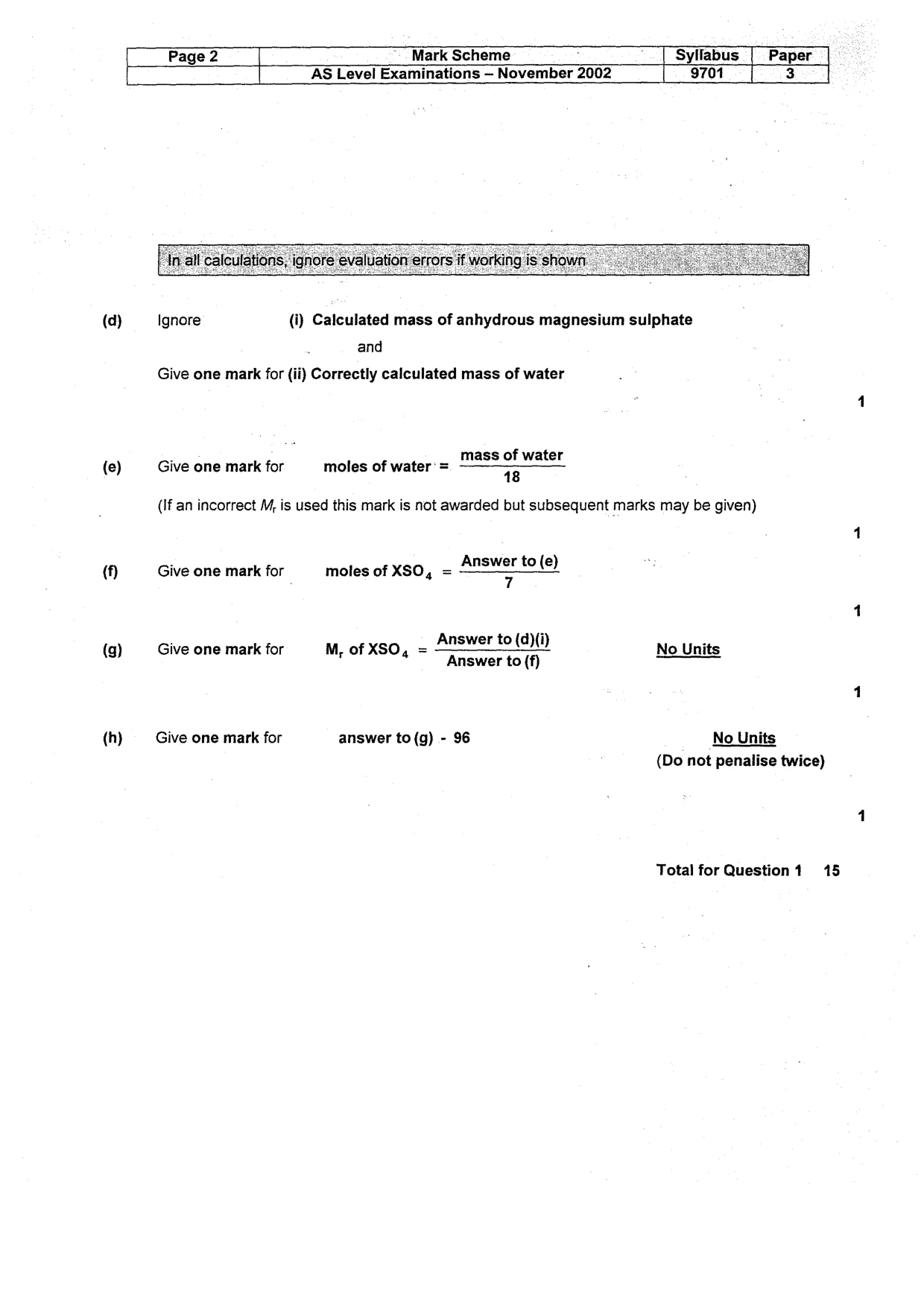 Mark scheme, page 3 of 4