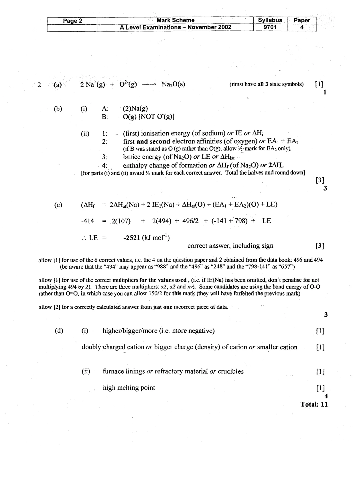 Mark scheme, page 3 of 7