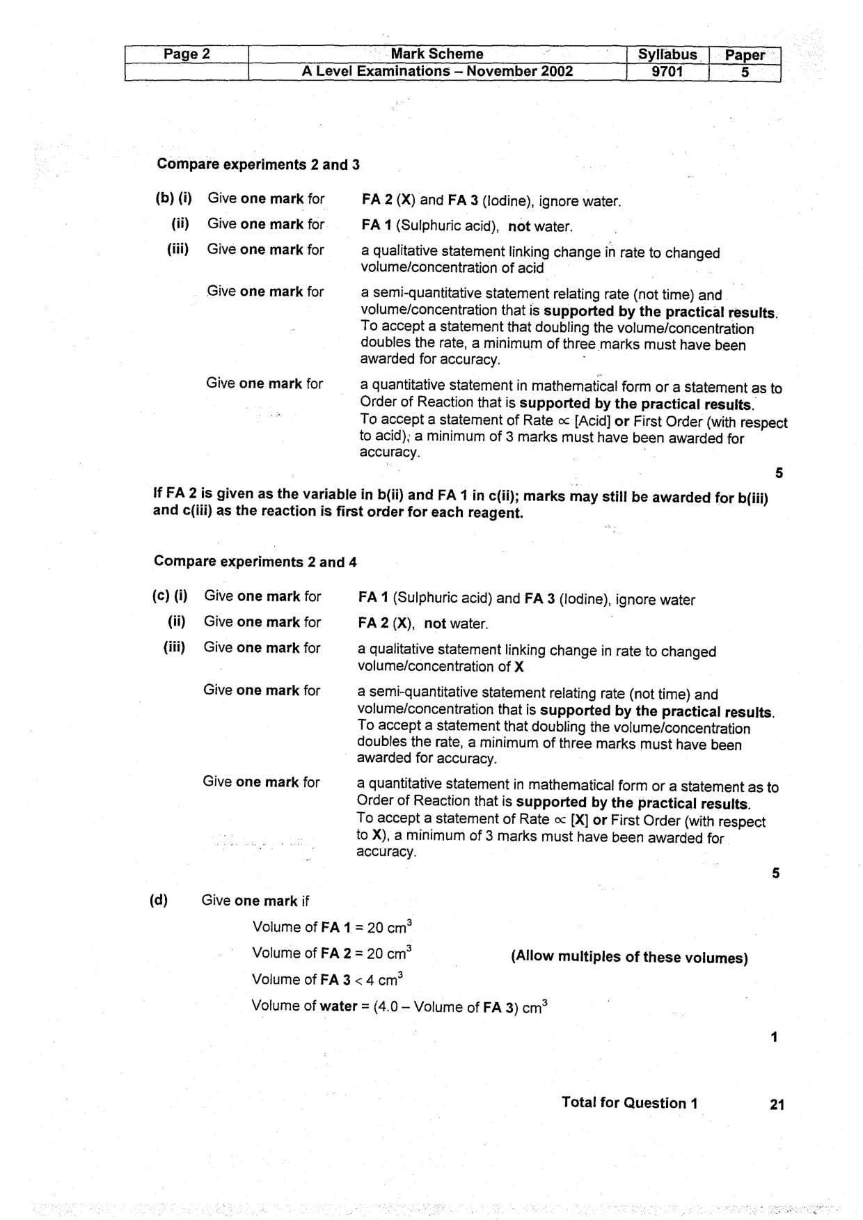 Mark scheme, page 3 of 6